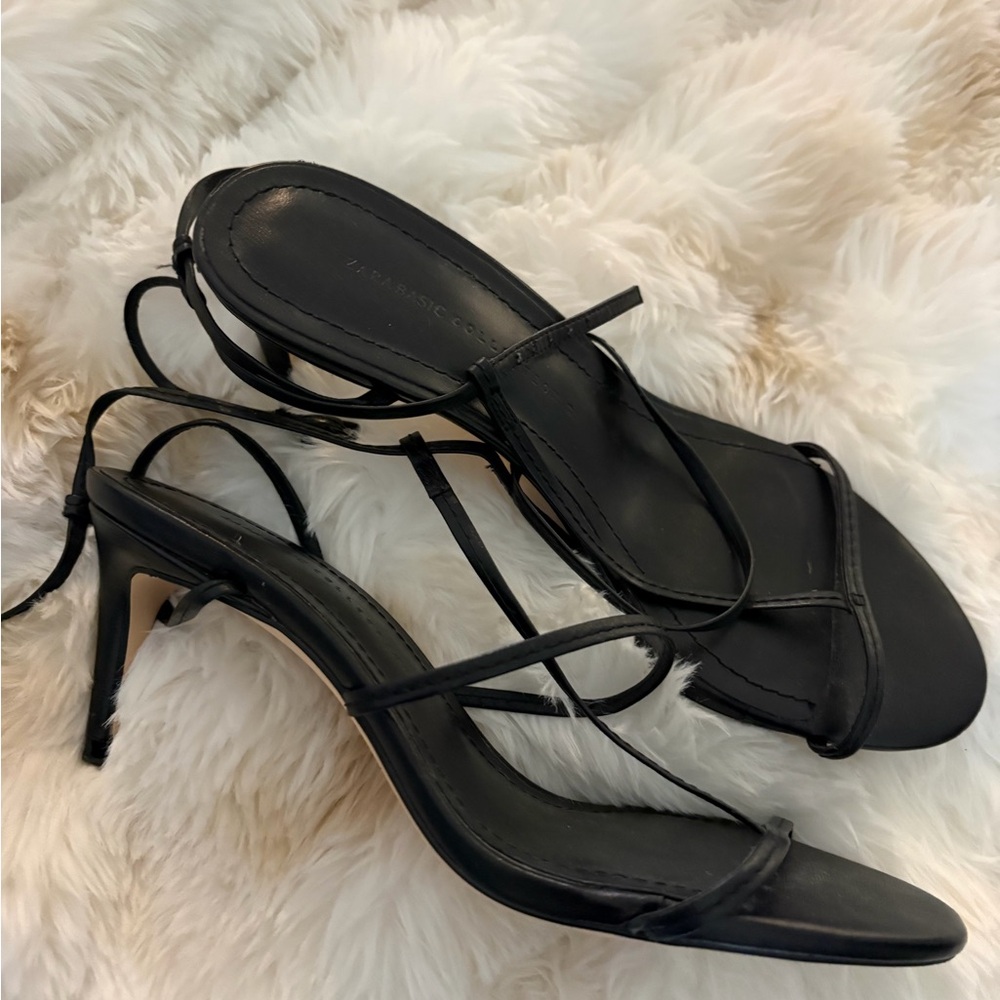 Black Strappy Women's Sandals - Classic Lace-Up Heels